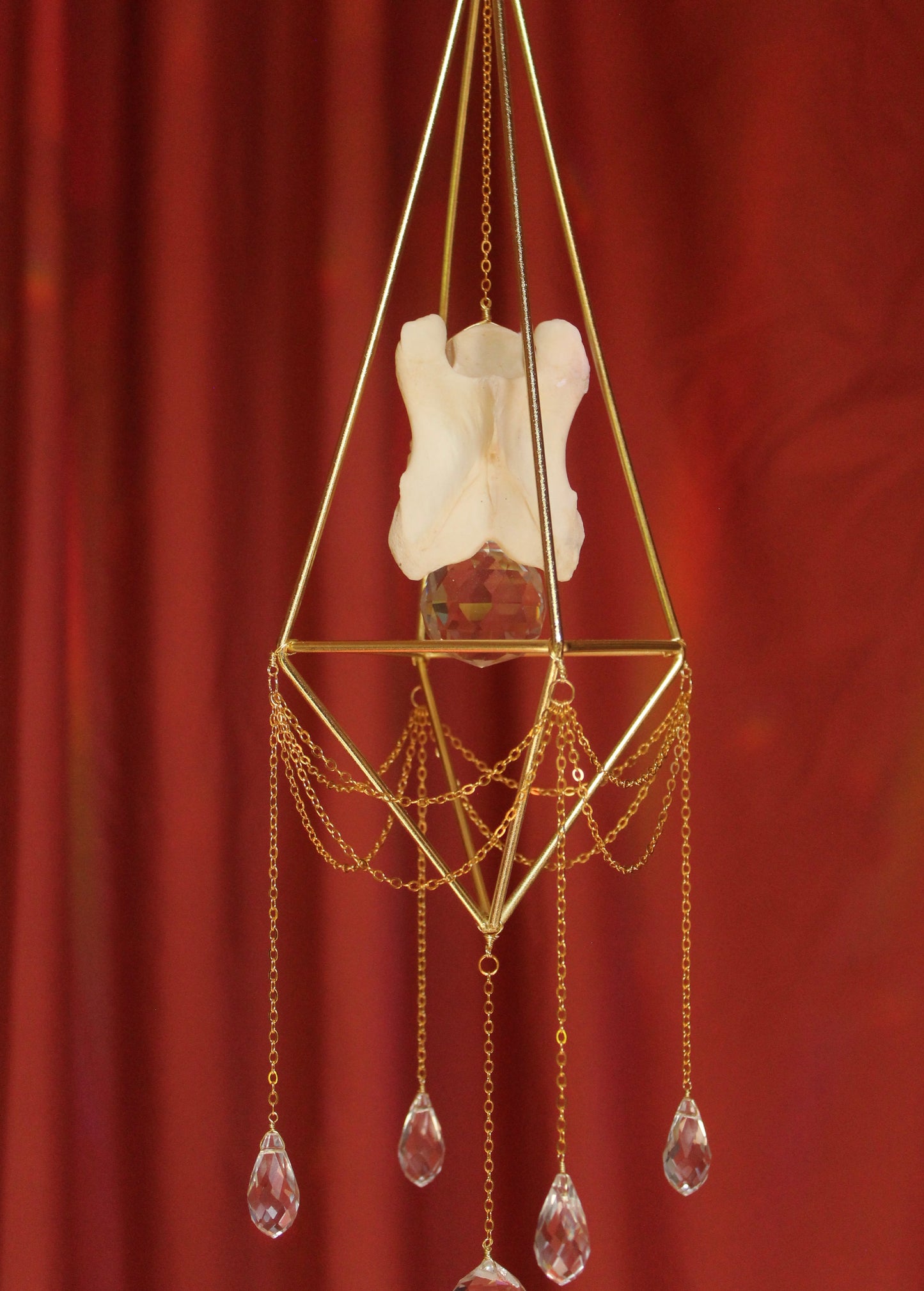 Deer Vertebrae Octahedron Suncatcher