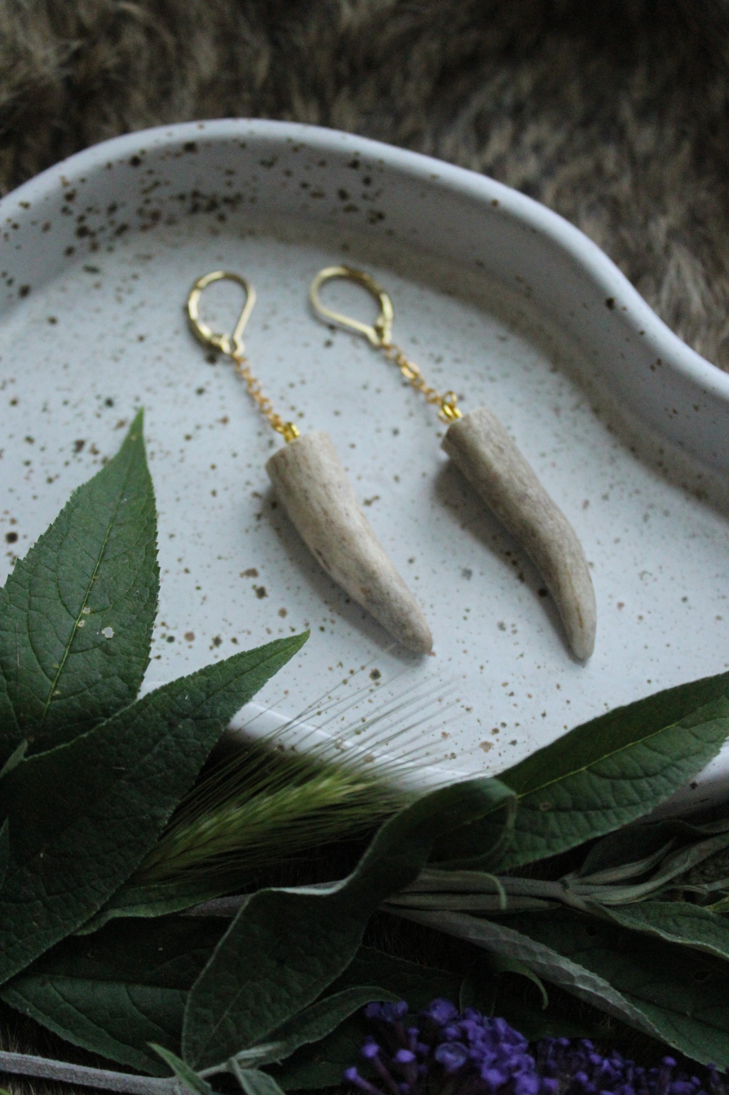 Antler Spike Drop Earrings GP