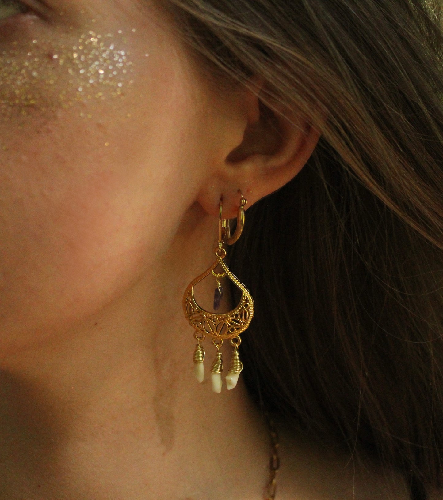 Raccoon Teeth Chandelier Earrings