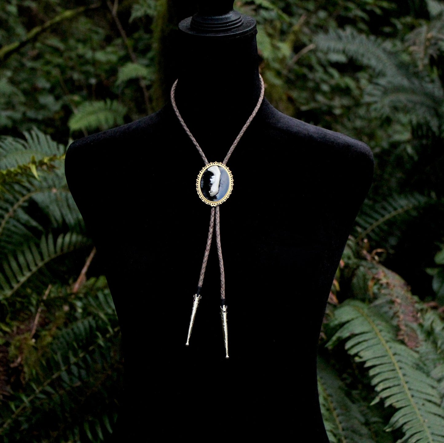 Skunk Jaw Bolo Tie