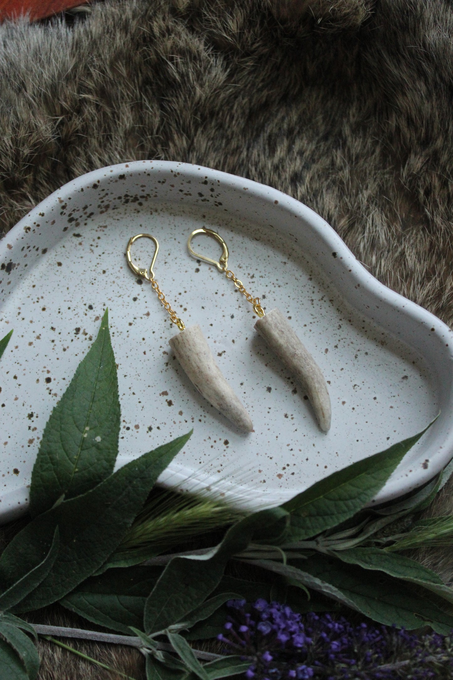 Antler Spike Drop Earrings GP