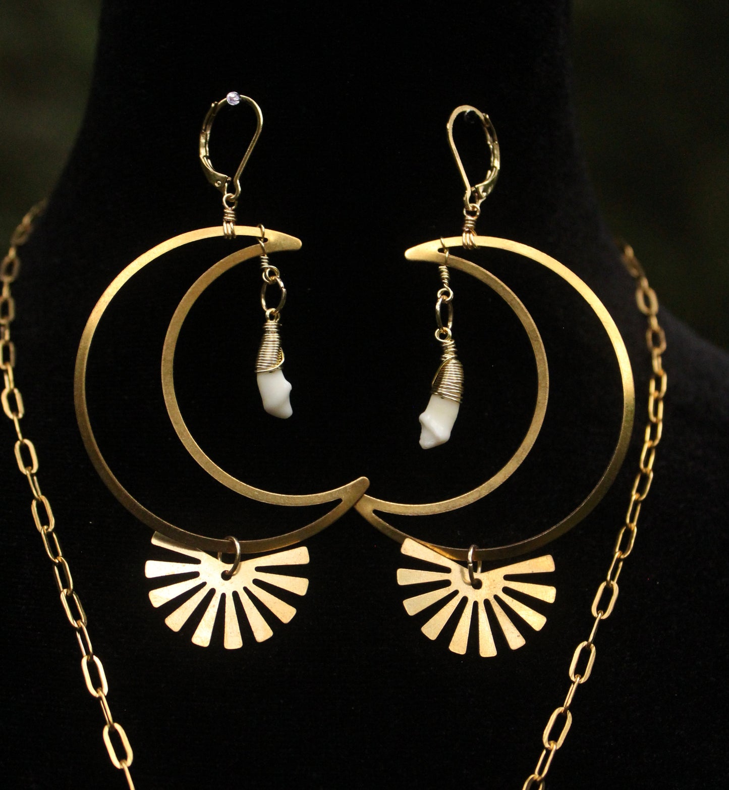 Celestial Coyote Incisor Earrings