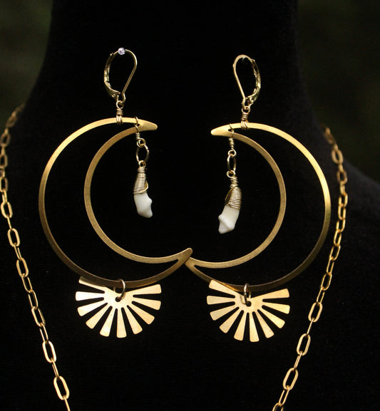 Celestial Coyote Incisor Earrings
