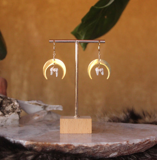 Raccoon Teeth Crescent Earrings GP