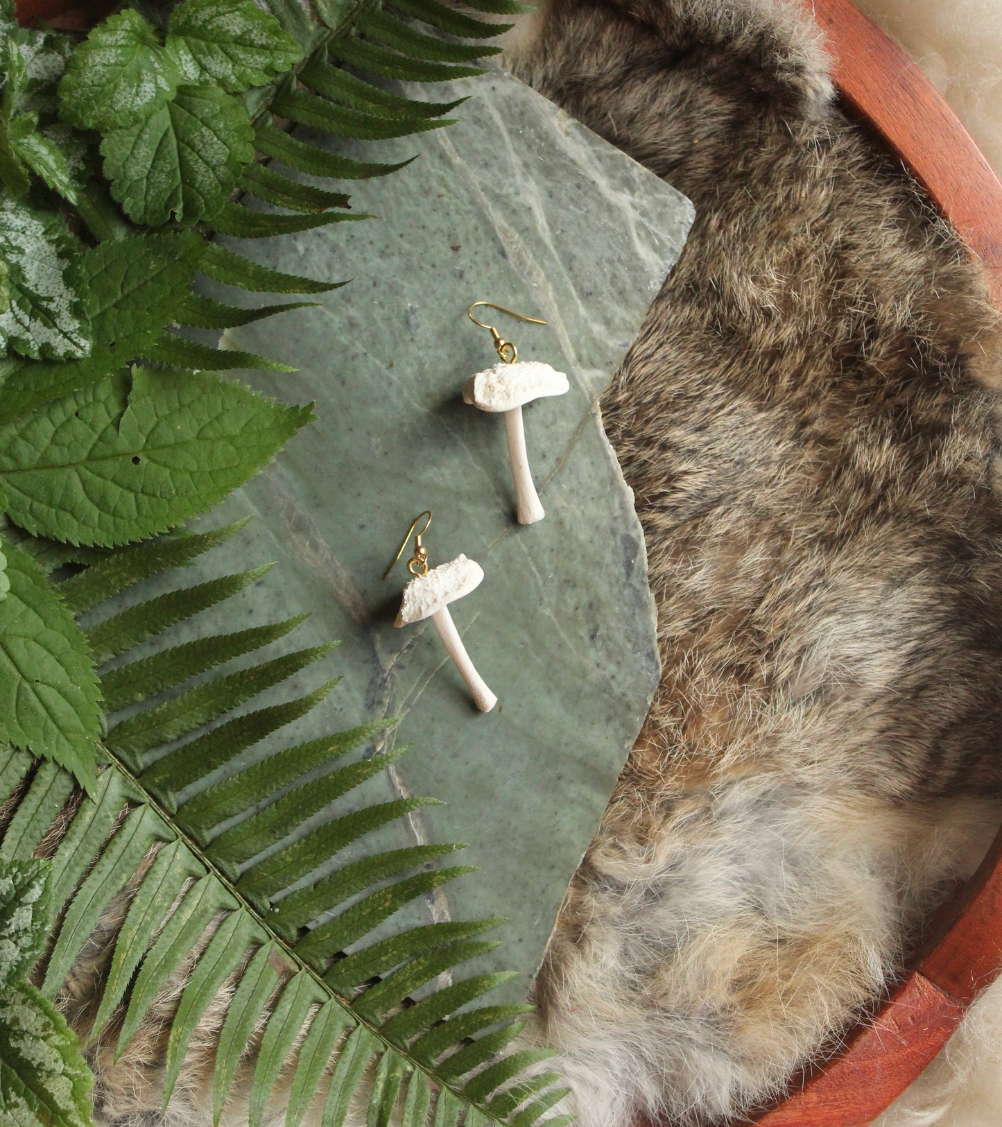Deer Bone Mushroom Earrings GP