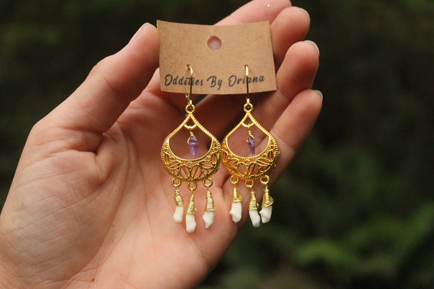 Raccoon Teeth Chandelier Earrings
