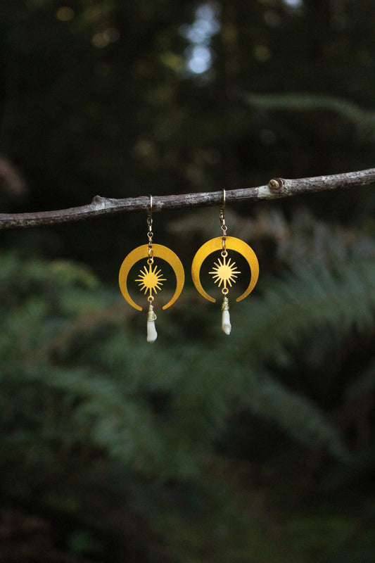 Celestial Coyote Incisor Earrings