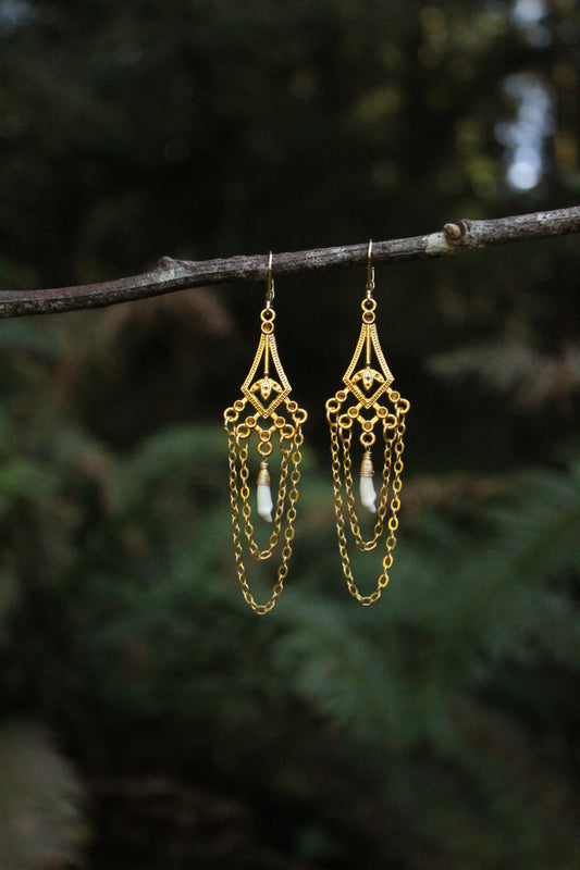 Coyote Incisor Chandelier Earrings
