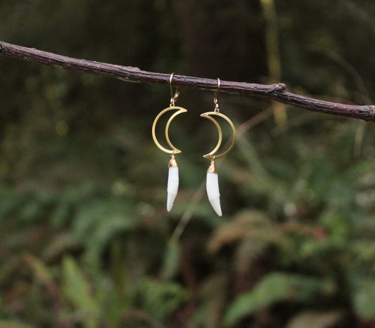 Raccoon Canine Moon Earrings