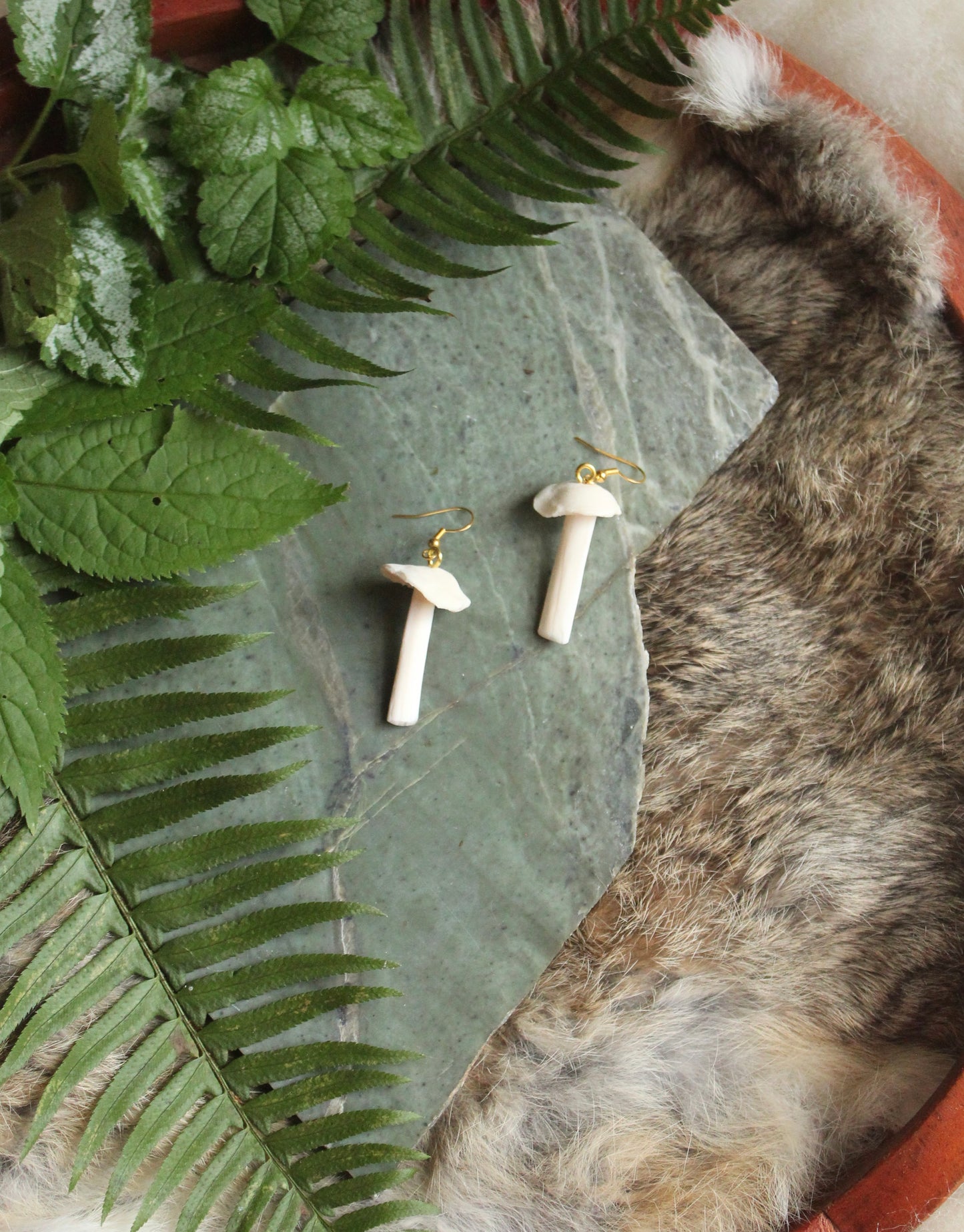 Deer Bone Mushroom Earrings GP