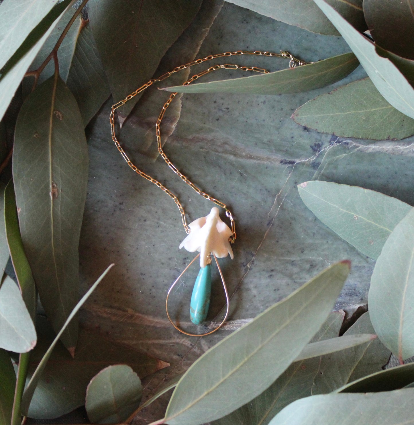 GF Raccoon Vertebrae Turquoise Necklace