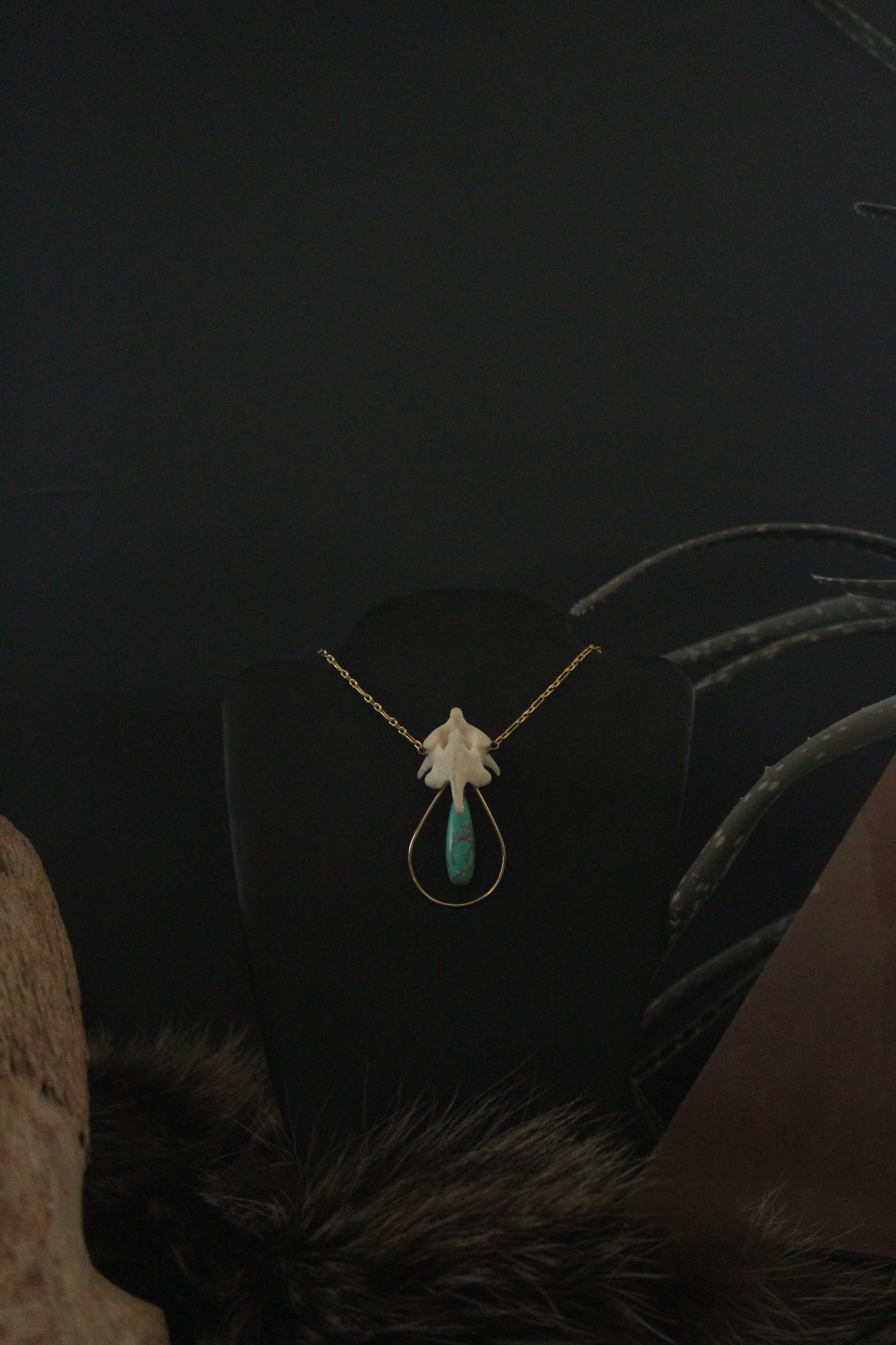 GF Raccoon Vertebrae Turquoise Necklace