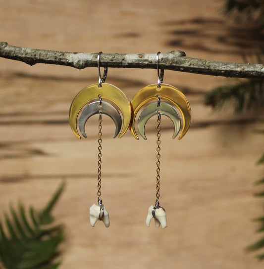 Mixed Possum Moon Earrings