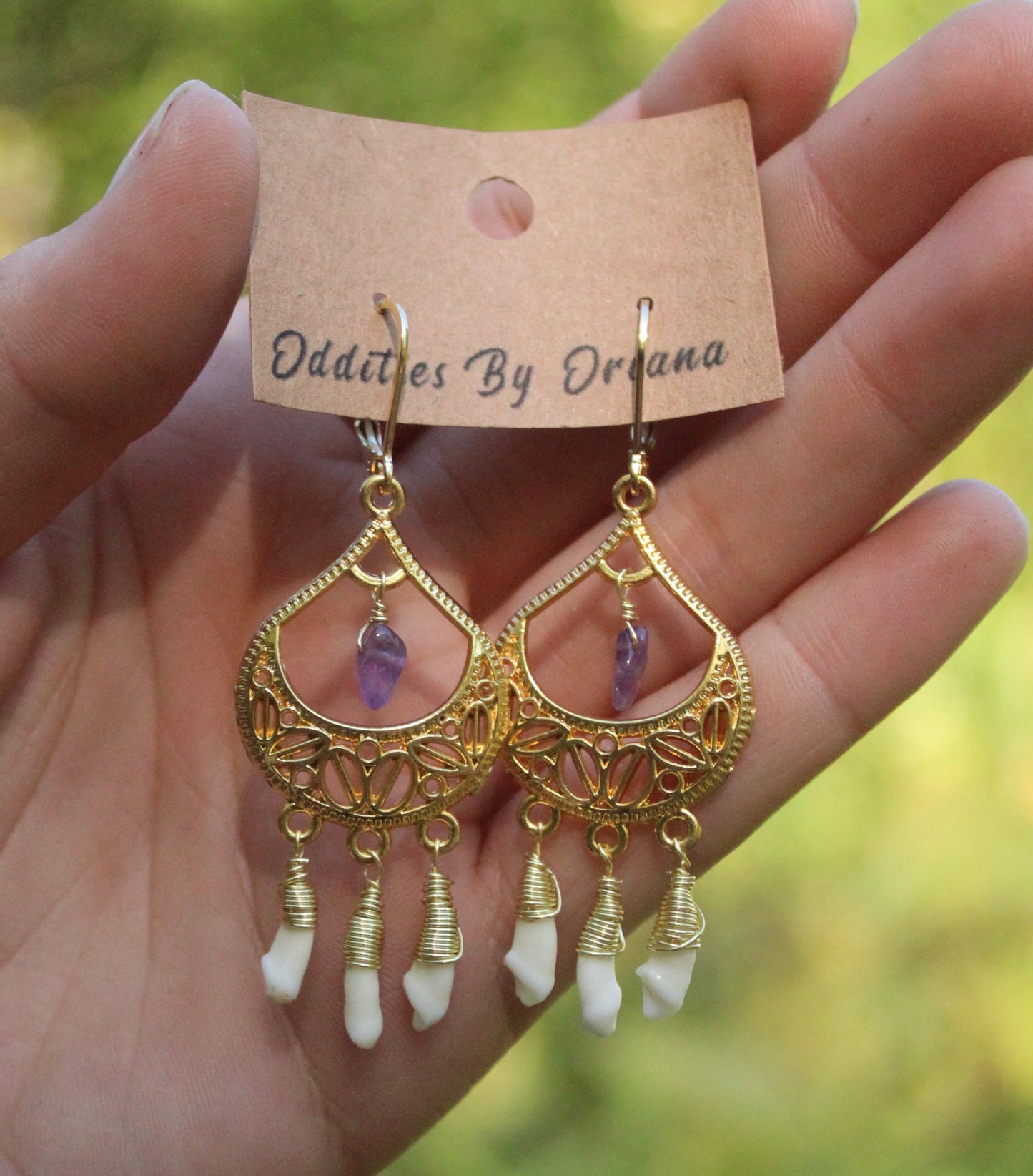 Raccoon Teeth Chandelier Earrings