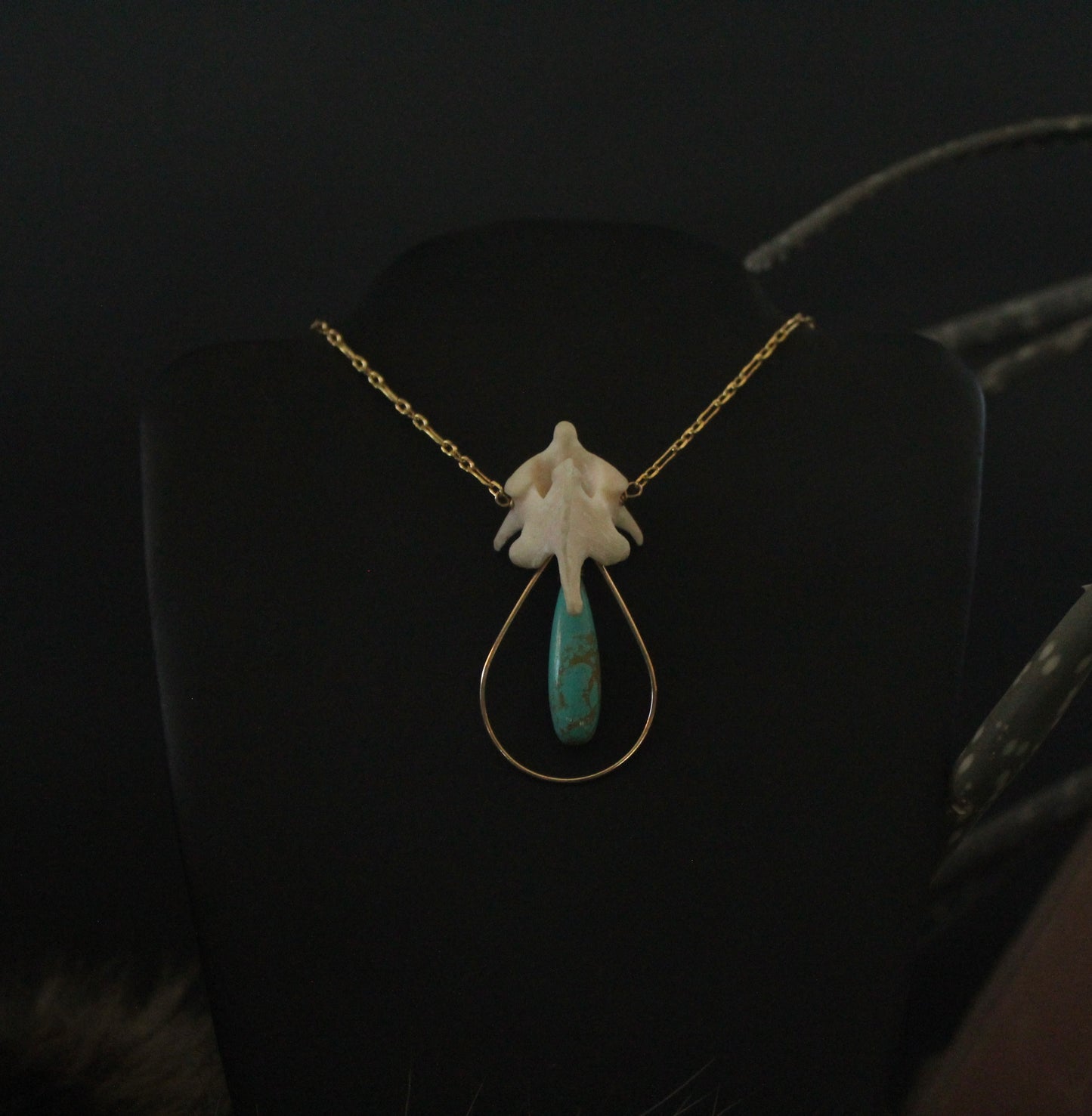 GF Raccoon Vertebrae Turquoise Necklace