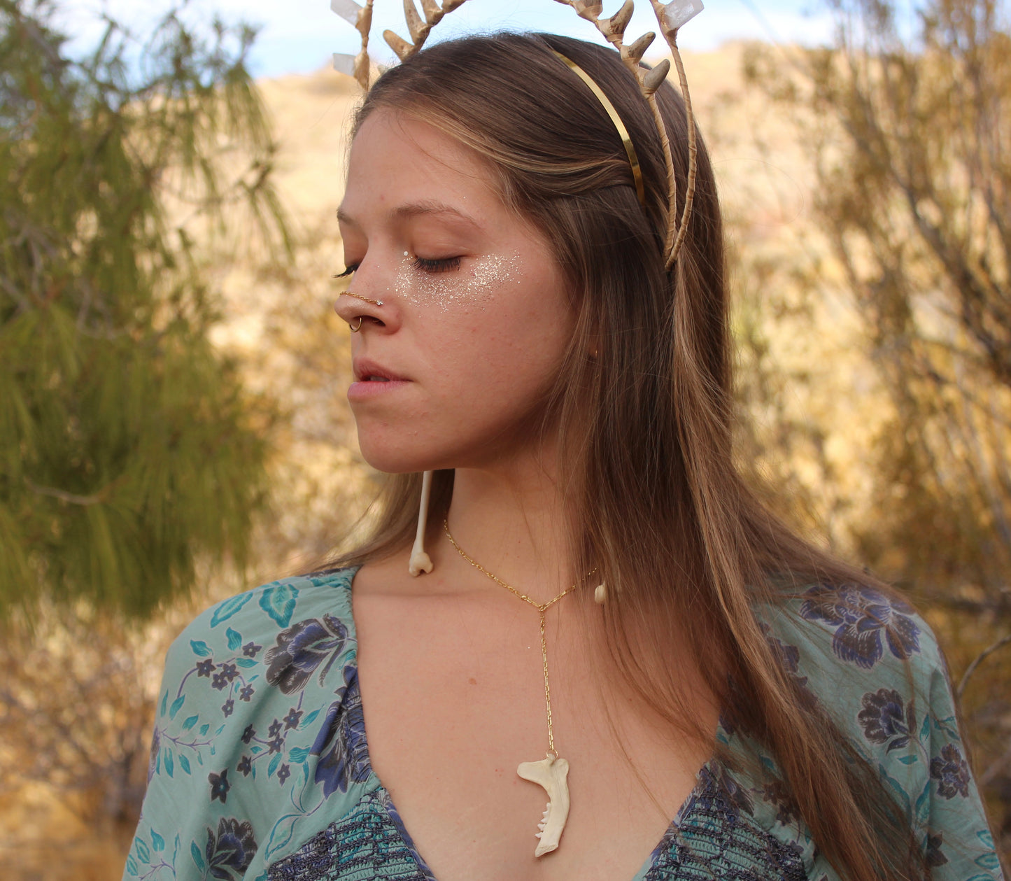 Skunk Jaw Lariat Necklace