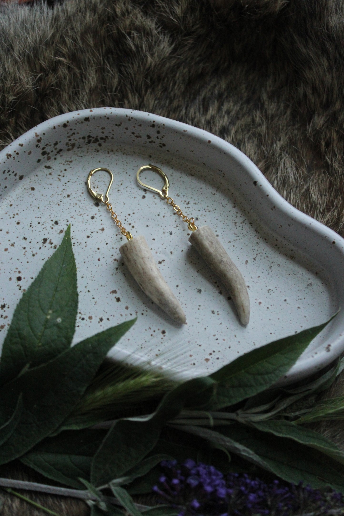 Antler Spike Drop Earrings GP