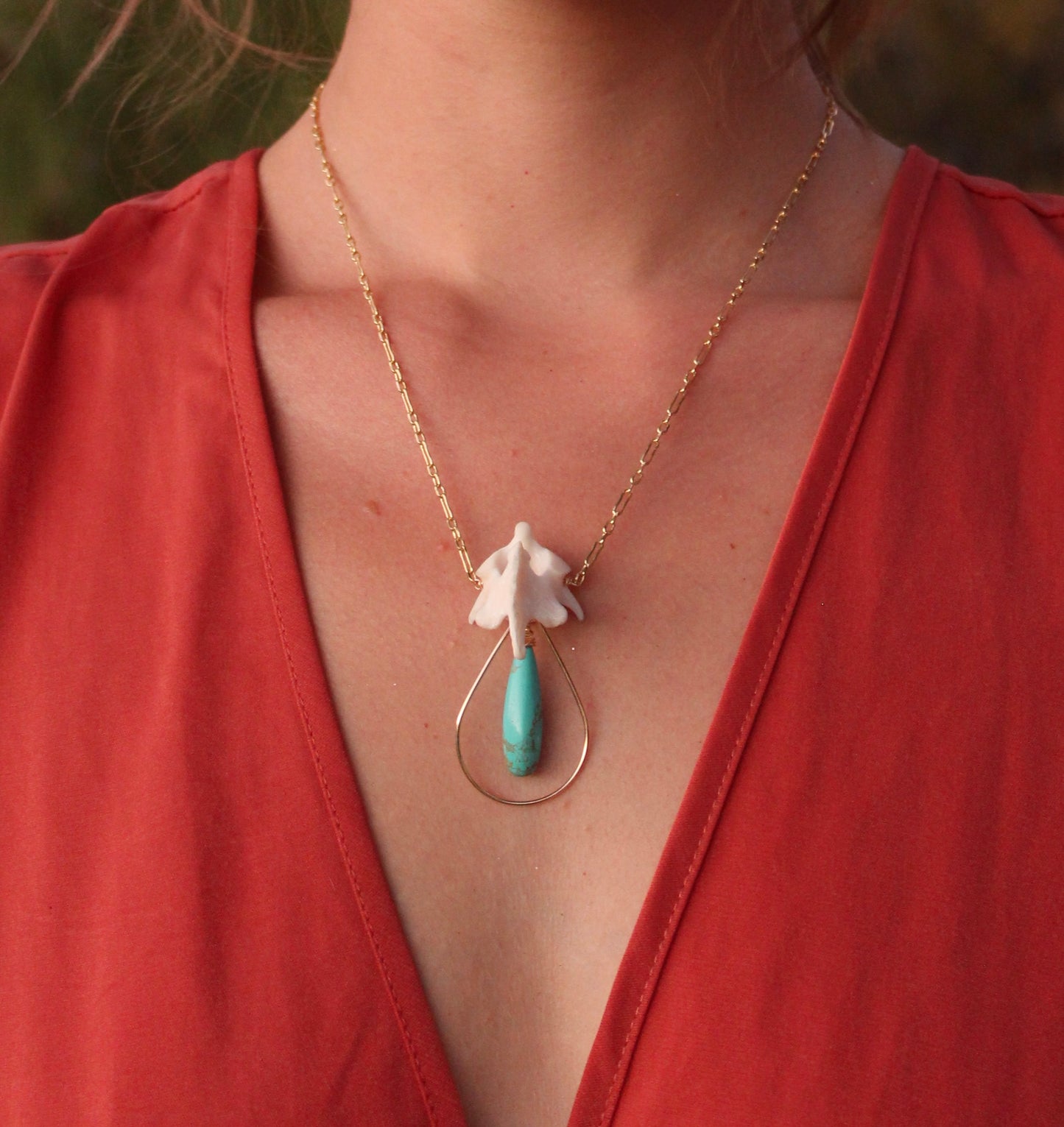 GF Raccoon Vertebrae Turquoise Necklace