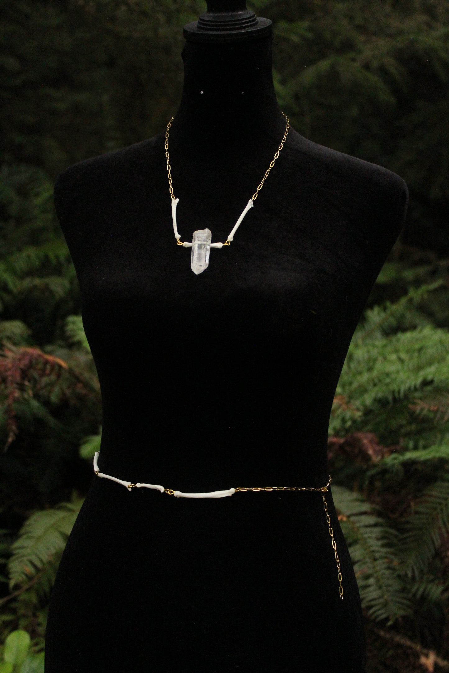 Feral Cat Paws Necklace/Waist Chain Set