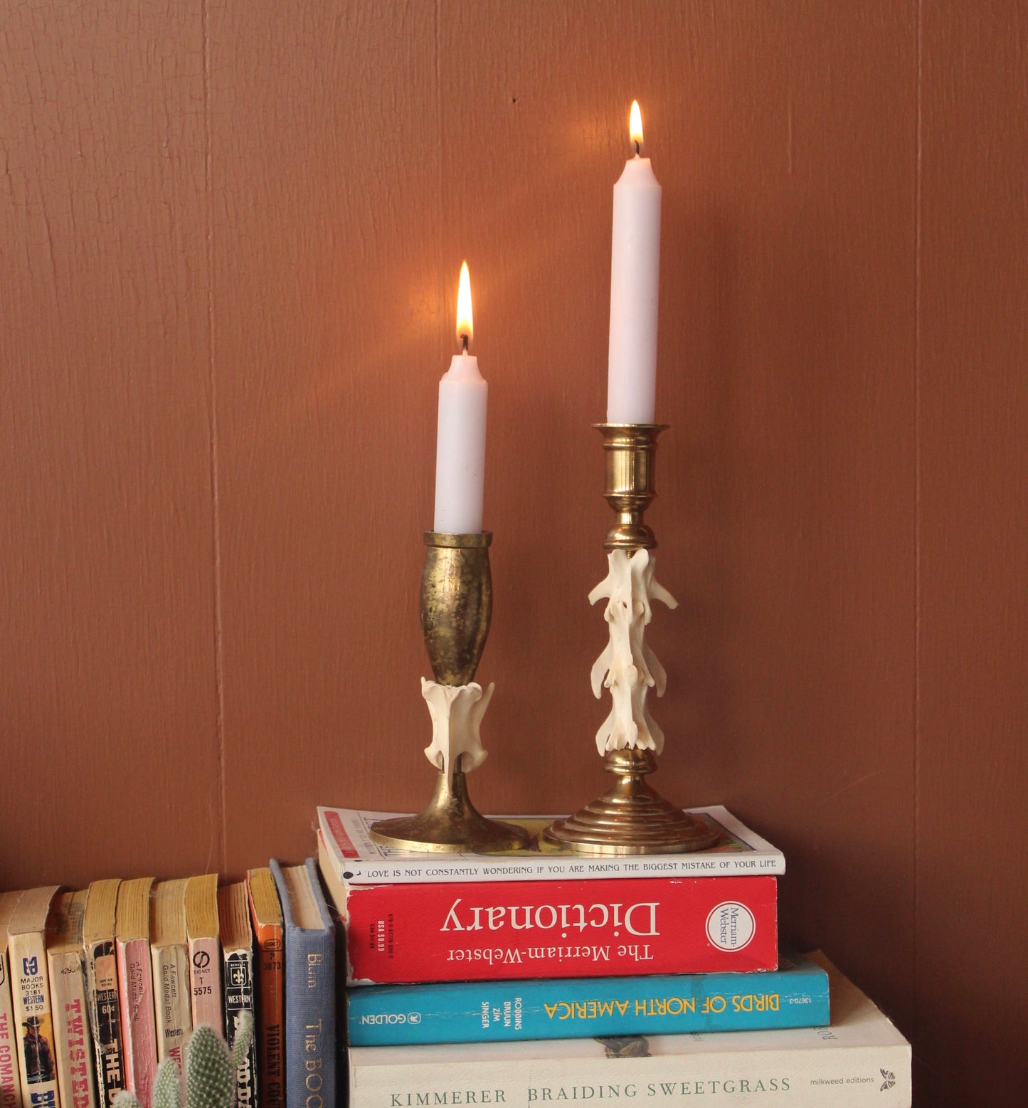 Brass Coyote Spine Candle Holder Set