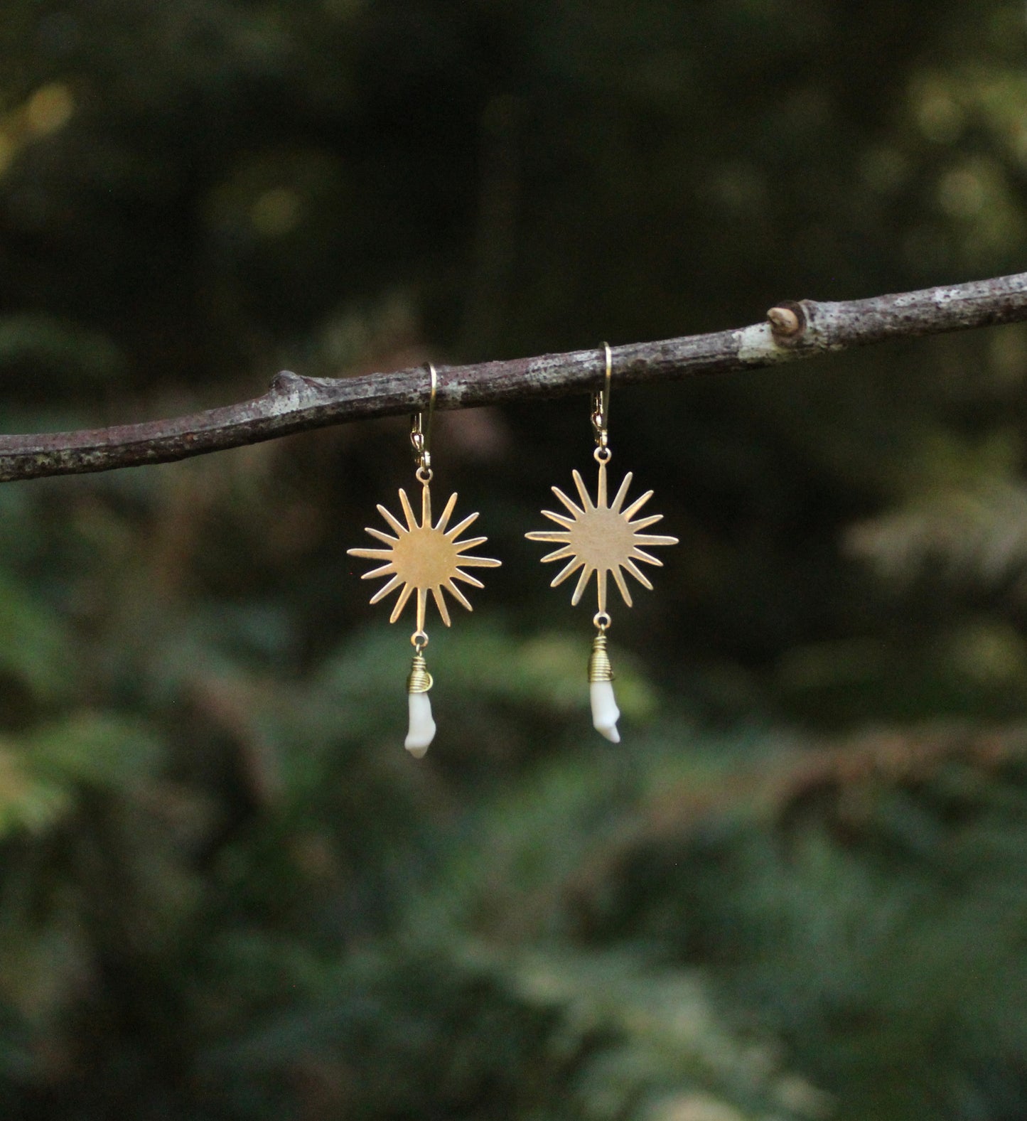 Sunburst Raccoon Tooth Earrings
