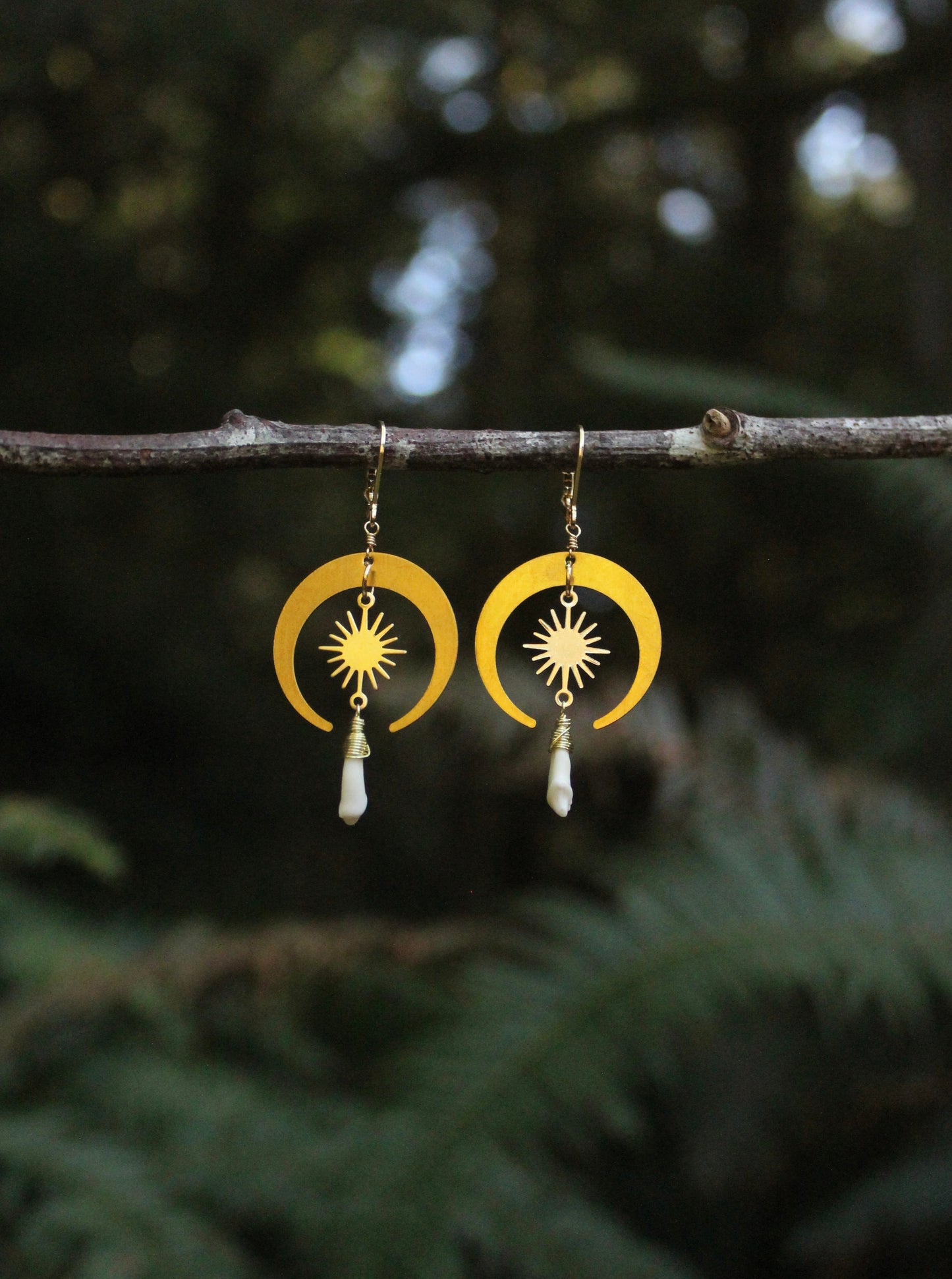 Celestial Coyote Incisor Earrings