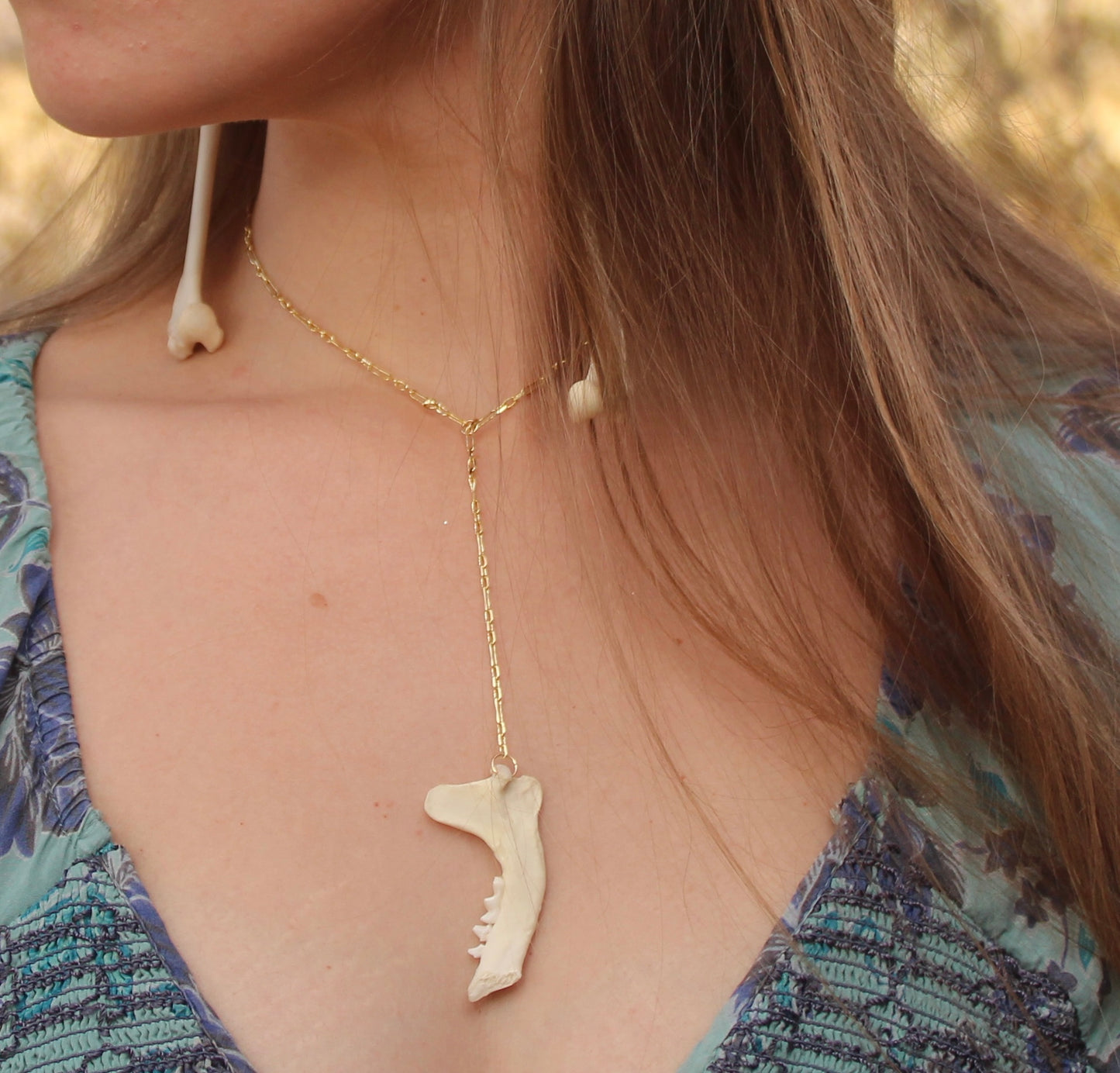 Skunk Jaw Lariat Necklace