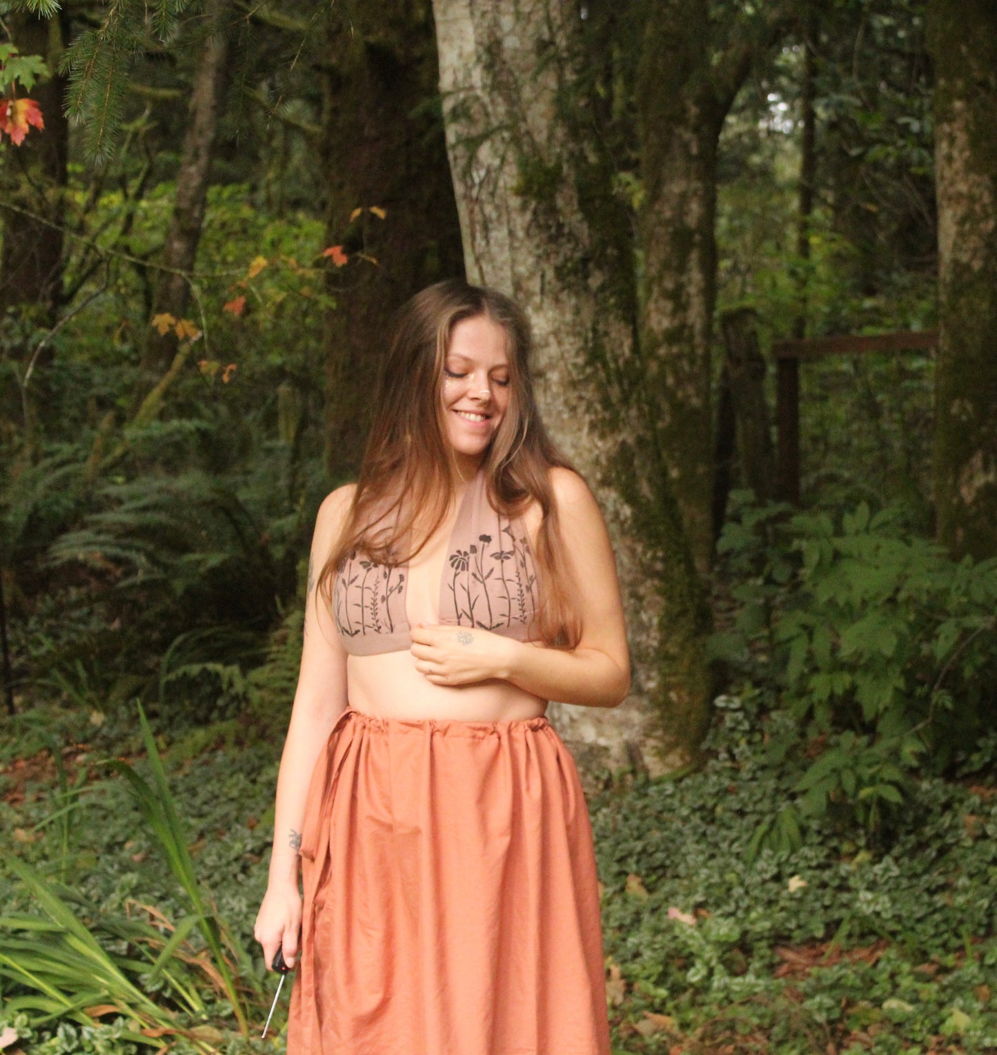 Floral Block Print Tie Top