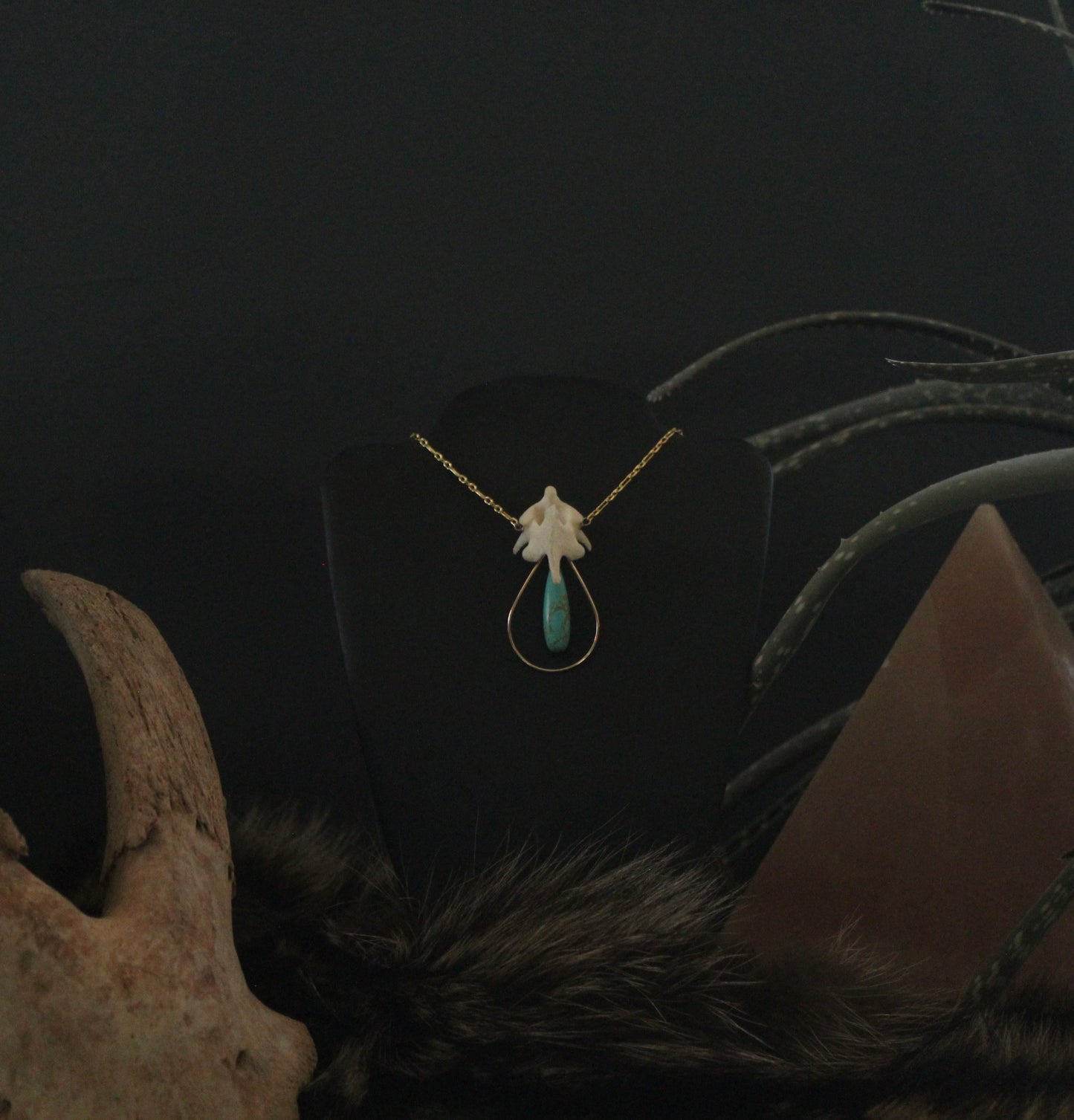 GF Raccoon Vertebrae Turquoise Necklace