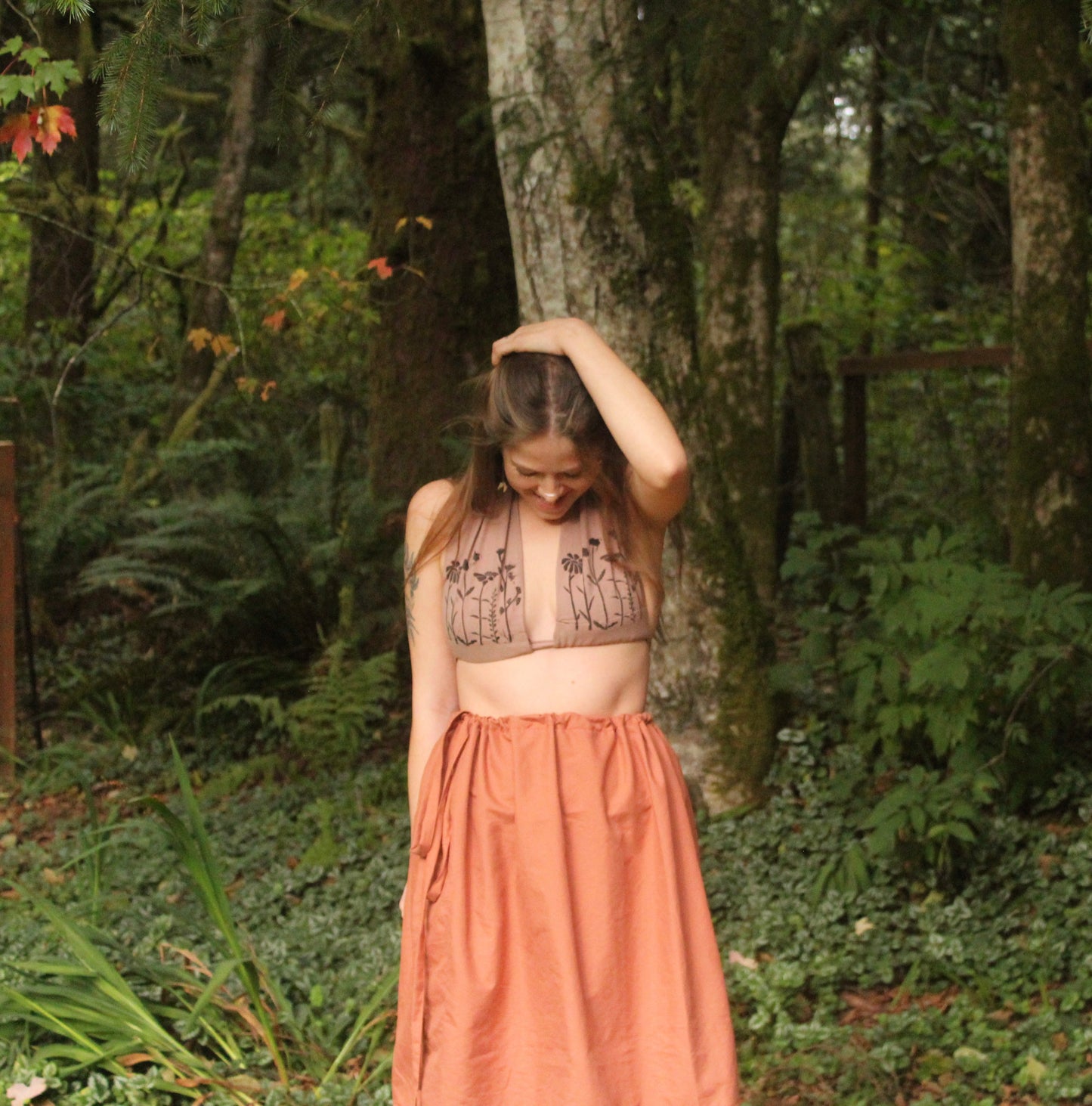 Floral Block Print Tie Top